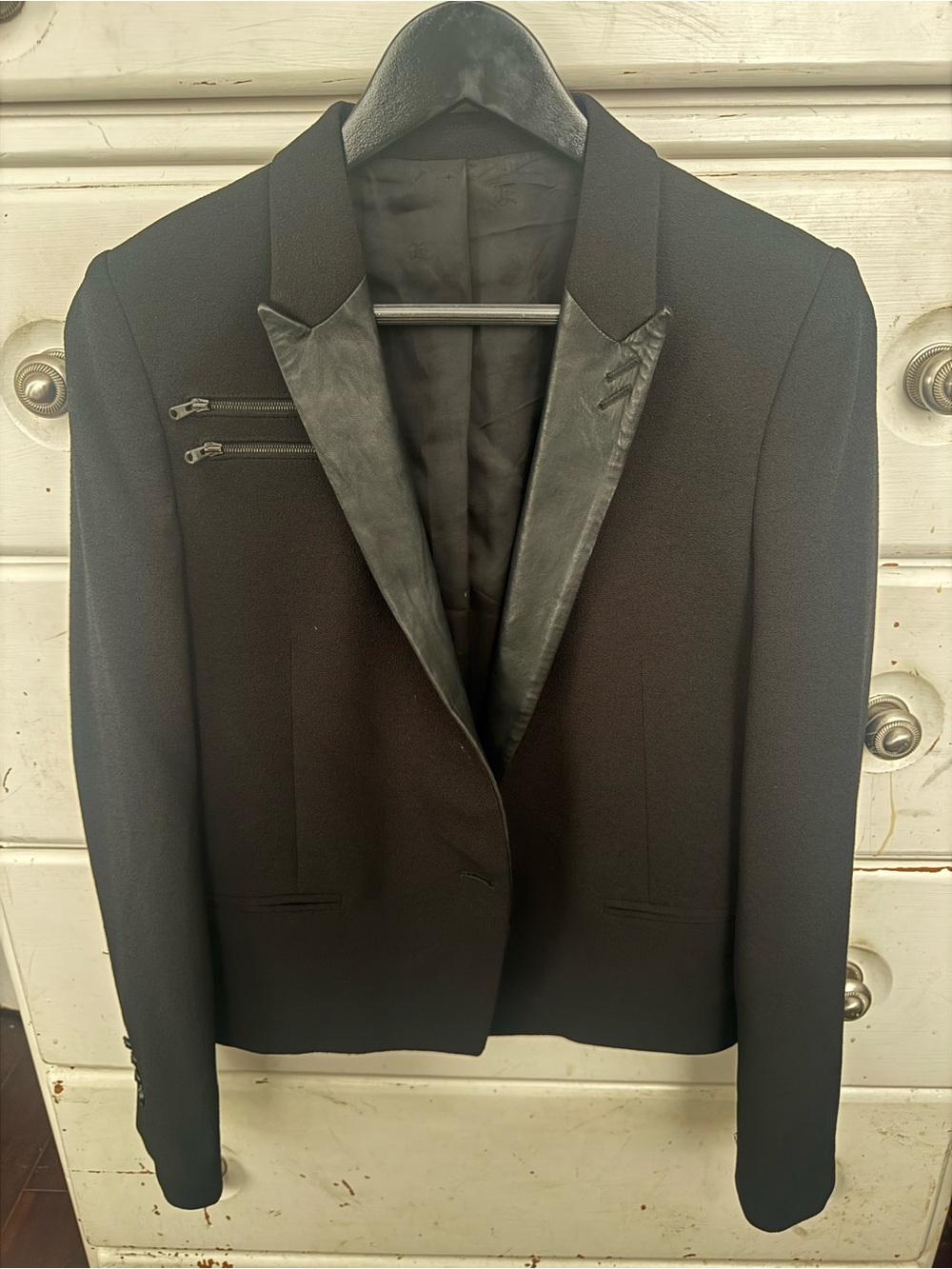 SPORT The Kooples Black Structured Zip Accent Blazer Size European 40 (US 8)
